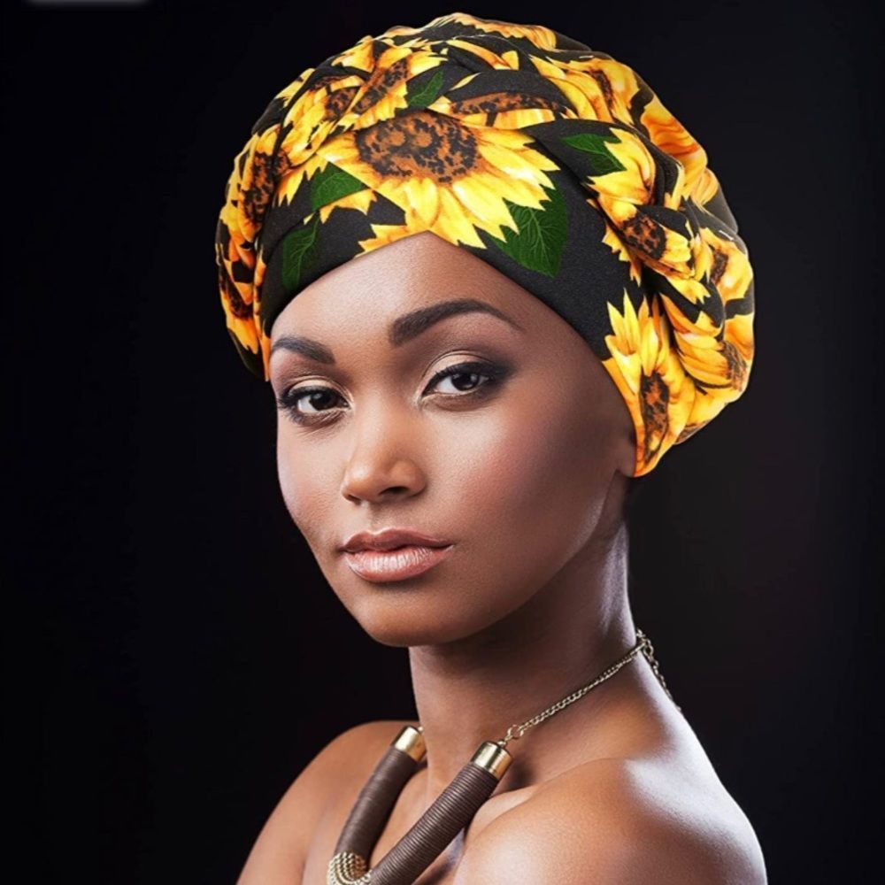 Yellow Beanie Cap Winter Headwear Turban Braid Twisted​​